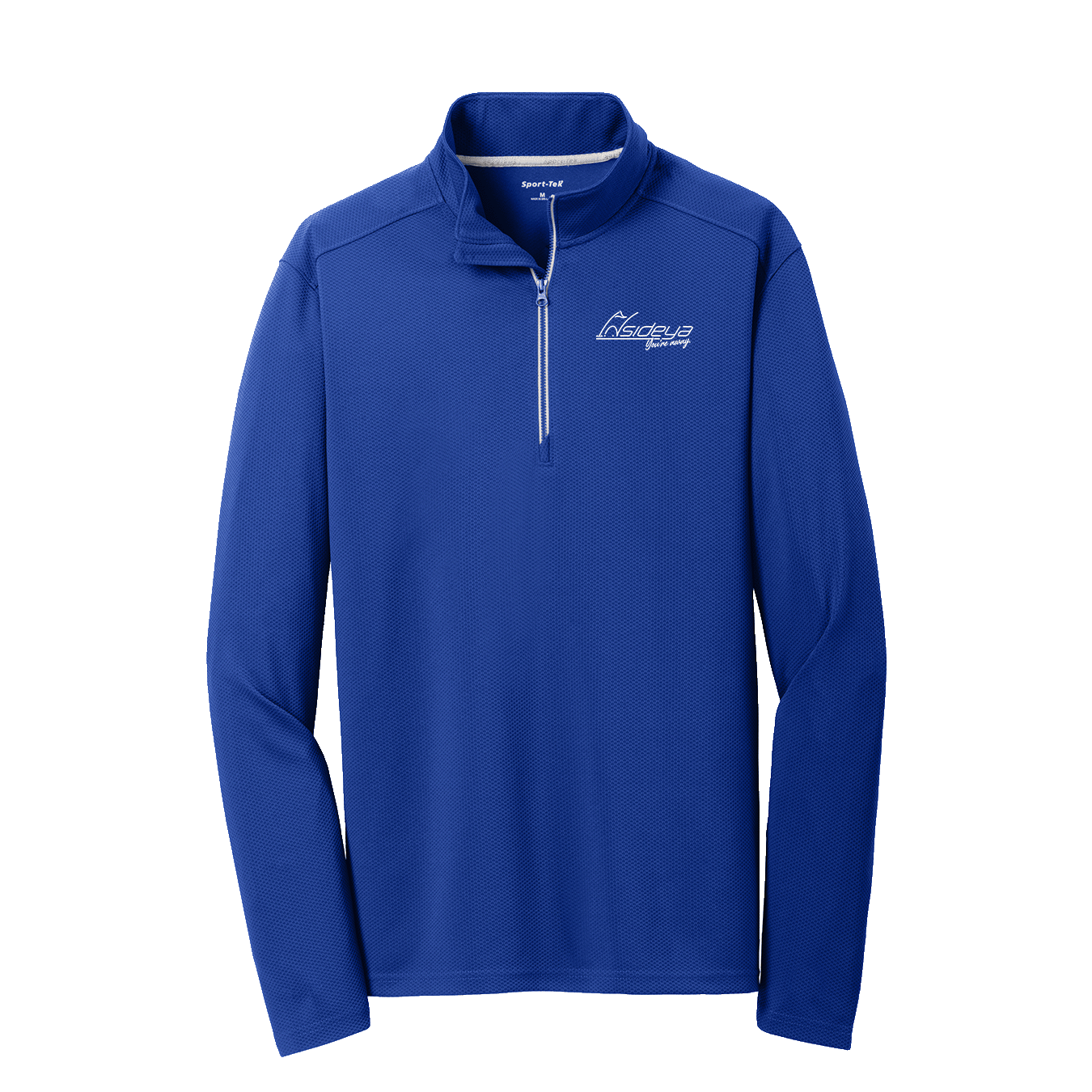 True Royal Sport-Tek Sport-Wick Textured Quarter-Zip Pullover with Embroidered Insideya Logo flat front
