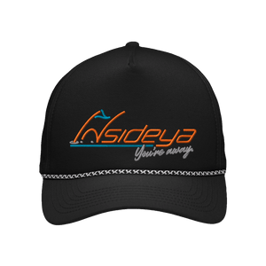 Black Sportsman Five-Panel Rope Heritage Fit Cap with Embroidered Insideya Golf logo