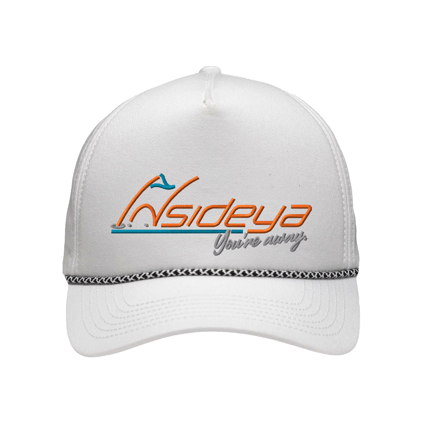 White Sportsman Five-Panel Rope Heritage Fit Cap with Embroidered Insideya Golf logo