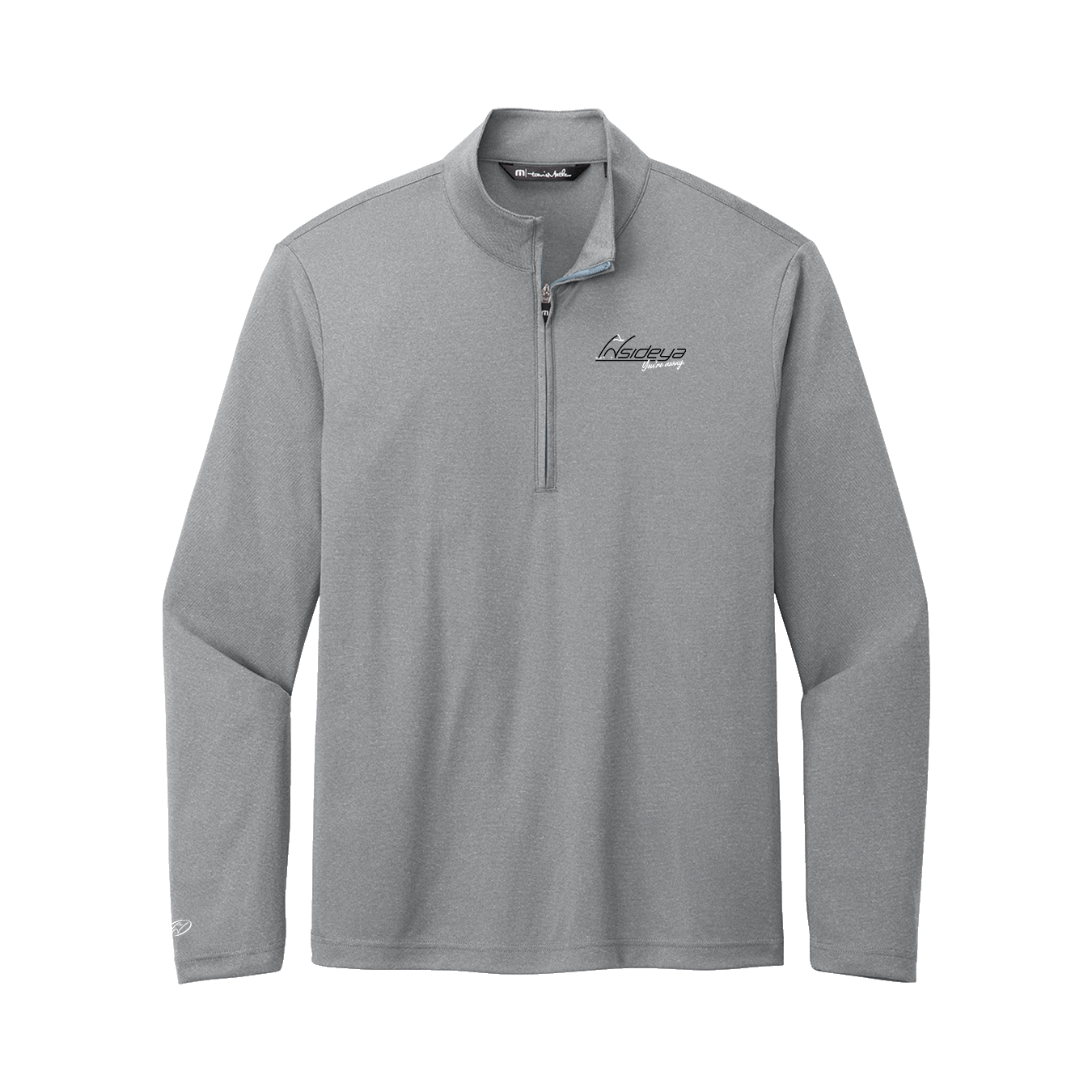 Quiet Shade Heather Grey Quiet Shade Heather Grey TravisMathew Coto Performance Quarter-Zip with embroidered Insideya Golf logo full front