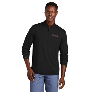 Black TravisMathew Coto Performance Quarter-Zip with embroidered Insideya Golf logo front model