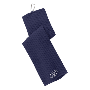 Navy golf towel with embroidered Insideya Golf icon