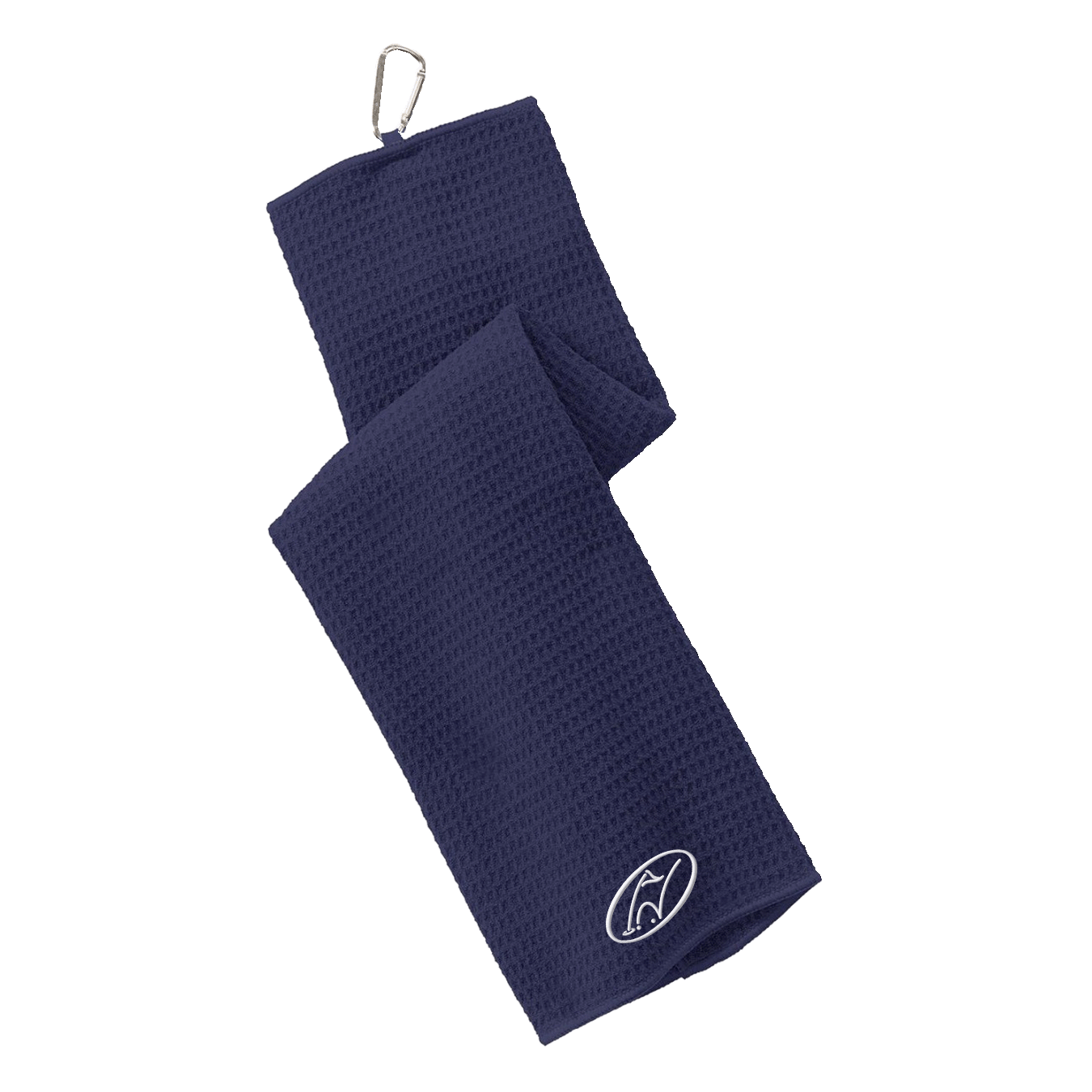 Navy golf towel with embroidered Insideya Golf icon