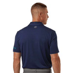 Insideya Golf Signature Collection x Keith Byars Dark Blue Adidas Texture Stripe Polo Back Model